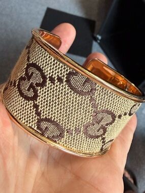 GUCCI GG brand new upcycled cuff bracelet gold tone
